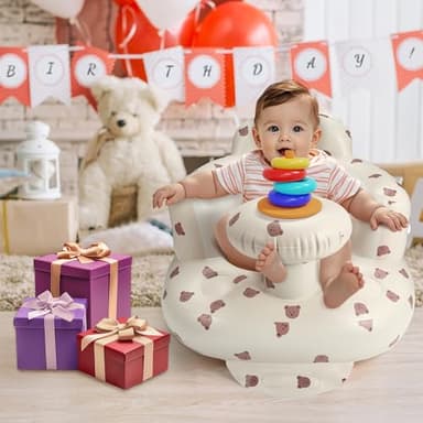 Inflatable Baby Seat for 3-36 Months, Back Support, Built-in Air Pump, Learning to Sit, Blow Up Floor Seat with Tray - Image 5