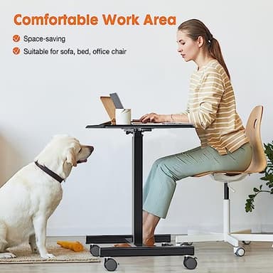 Sweetcrispy Small Mobile Rolling Standing Desk - Overbed Table, Teacher Podium with Wheels, Adjustable Work Table, Rolling Desk Laptop Computer Cart for Home, Office, Classroom, Black - Image 7