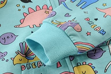 DDSOL Toddler Jackets Girls Dinosaur Unicorn Active Zip-up Hoodie Long Sleeve Zipper Sweatshirts for Kids 2t - Image 5