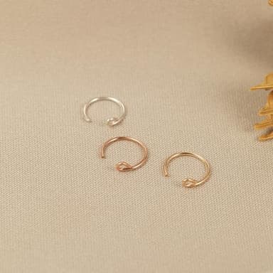 Set of 3 - Fake Clip On Nose Ring Hoop for Women - No Piercing Needed Nose Cuff - 22 Gauge - 7mm - Faux Nose Septum Ring - Gold, Sterling Silver, Rose Gold - 22g - Image 3