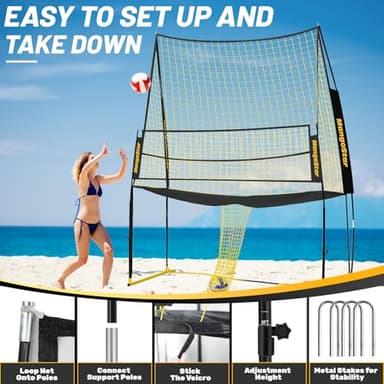Mangostar Volleyball Training Equipment, Volleyball Net System with Freely Height-Adjustable for Backyard, Volleyball Practice Net for Serving Setting Spiking, Easy Set Up for Indoor and Outdoor Use - Image 6