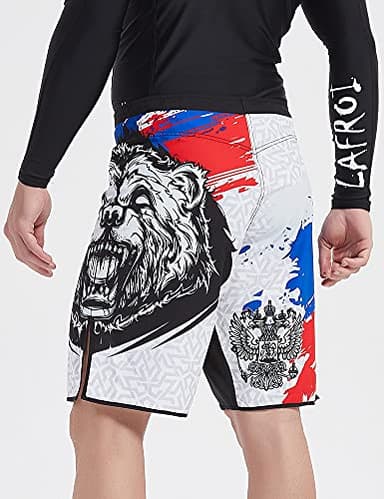 LAFROI Mens MMA Cross Training Boxing Shorts Trunks Fight Wear with Drawstring and Pocket-QJK01 Honor Strike Size MD - Image 5
