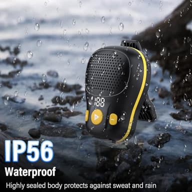 ZYHKON Wearable Bluetooth Speaker, Clip-on Wireless Portable Speakers, IP56 Waterproof Clip Speaker Up to 18 Hours Battery Life, Built-in Mic for Hands-Free Music/Calls, Black and Yellow - Image 6