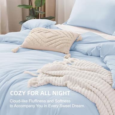 Litanika Comforters Light Blue Queen Size, 3 Pieces Lightweight Solid Bedding Comforter Set, All Season Fluffy Bed Set (90x90In Comforter & 2 Pillowcases) - Image 7