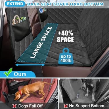 Kytely Back Seat Extender for Dogs,Hard Bottom Dog Car Seat Cover for Back Seat Support 400lb, Waterproof Dog Car Hammock Travel Bed for Car SUV Truck - Image 2