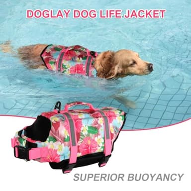 Doglay Dog Life Jacket, Dog Life Vest for Swimming Boating, Adjustable Puppy Life Jacket with Reflective Stripes, Superior Buoyancy Pet Swimming Vest for Small Medium and Large Dogs - Image 4