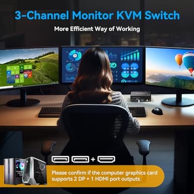 ATLAHET 8K HDMI 2 Displayport KVM Switch 3 Monitors 2 Computers DP 1.4 8K 60Hz 4K 120Hz Display Port for Two PC Share Triple Monitor and 4 USB 3.0 Peripherals Support Extended and Duplicate Mode - Image 5