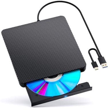 aelrsoch External Compatible Blu ray Drive Player Read/Write Compatible Bluray Burner Compatible USB 3.0 and Type-C DVD Burner Blu-ray/DVD/CD, BD Drive, Windows 7-11 & Mac, PC M-DISC（Black） - Image 1