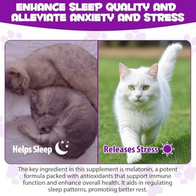 asusxcli Melatonin for Cats - Cat Calming Treats- Cat Sedative for Grooming - Helps to Support Restful Sleep for Your Cat - Cat Sleep Aid - Anxiety Relief for Cats - Image 6