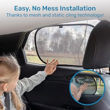 Enovoe Car Window Shades for Baby (2 Pack) - 21x14 Inches Sun Shade Blocker, Cling - Glare Shield and UV Rays Protection for Your Child - Side Windows Screens for SUV- Mesh Window Shades for car Baby - Image 4