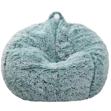 Fluffy Stuffed Animal Storage Bean Bag Chair Cover (No Filler), Faux Fur Comfy Bean Bag Cover for Organizing Plush Toys or Textile, for Adults Teens Kids Girls,Dark Green - Image 2