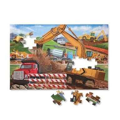 Melissa & Doug Building Site Floor Puzzle, 48 pc Jumbo Jigsaw Puzzle, Educational Screen Free Activity for Toddler, Preschoolers and Kids Ages 3+ (2 x 3 Feet) - FSC Certified - Image 1