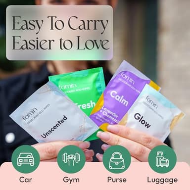 FOMIN Travel Deodorant Wipes - 30 Count - Variety Pack - pH Balanced, Hypoallergenic Mini Deodorant Wipes For Women and Men - Plastic-Free, Individually Wrapped Underarm & Body Wipes - Image 3