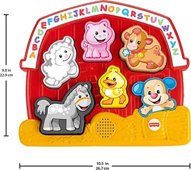 Fisher-Price Toddler Shape Sorting Toy Laugh & Learn Farm Animal Puzzle with Music & Sounds for Kids Ages 1+ Years​ - Image 5