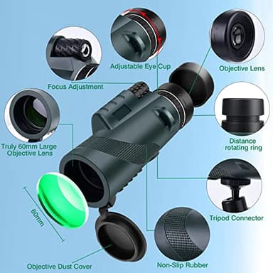 80x100 High Powered Monocular Telescope 2 Packs with Smartphone Holder & Tripod, HD Monocular for Adults with BAK4 Prism & FMC Lens for Hunting Star Bird Watching Wildlife Camping Hiking - Image 2