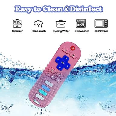 ROBBEAR Baby Teething Toys, Food Grade Silicone Teether for Babies 3 6 12 18 Months, TV Remote Shape Toddlers Chew Toys, Freezer BPA Free (Pink RC) - Image 6