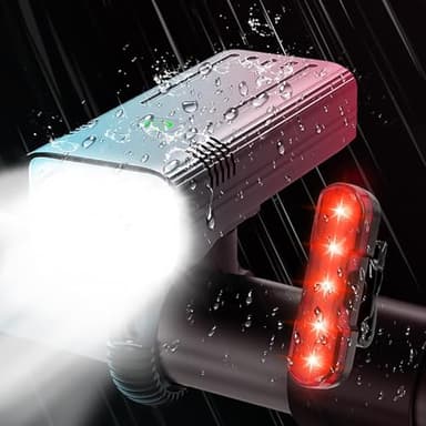 YANRI Bike Lights 8 LED Bike Lights for Night Riding, 1500 Lumens Super Bright Bike Light, Rechargeable & Waterproof Bicycle Lights, Bike Headlight with Free Taillight - Image 1