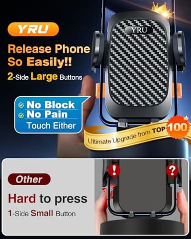 YRU True Military-Grade [360° Rotation Suction] 2025 Ultimate Car Phone Holder Mount 【90+LBS Safest Strongest & Patent Certs】 Dashboard Windshield Vent for iPhone 17 16 Pro Max Samsung, Gloss Black - Image 7