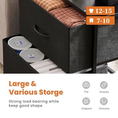 Sweetcrispy Nightstand with 2 Storage Drawers, 20" Height End Table Small Bed Side Furniture, Wooden Top Fabric Cabinet Kids Night Stand Mini Dresser for Bedroom, Closet, Entryway, College Dorm - Image 7