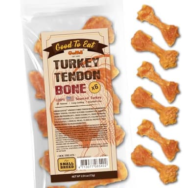 Gootoe Turkey Tendons for Dogs –All-Natural, Hypoallergenic Dog Treats, Rawhide Alternative, Long Lasting Puppy Chews, Healthy Dog Treats for Small Breeds, Bone (S), 6 Count Pack - Image 1