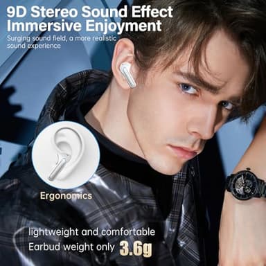 Sisism A10 Pro Wireless Earbuds, Bluetooth 5.3 Headphones HiFi Stereo 50H Playback LED Digital Display Ear Buds with ENC Noise Canceling Headset, IPX7 Waterproof Earphones for Gym/Running/Work - Image 5