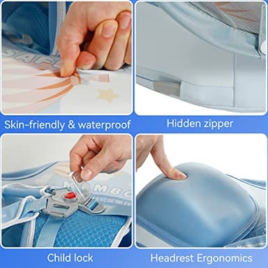 GENTEACO Mambobaby Baby Swim Float with Canopy 3-24 Months Non-Inflatable Infant Floats for Pool Add Tail Avoid Flip Skin-Friendly Material for Toddler Boys Girls(Blue) - Image 5