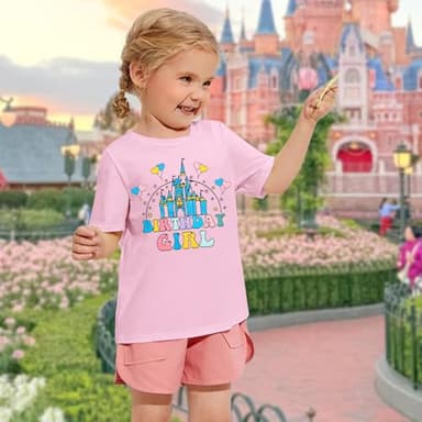 Birthday Girl Shirt Magical Castle Tshirt Birthday Shirts for Kids Funny Birthday Party Gift Tees Cute Graphic Tops A-Pink - Image 3