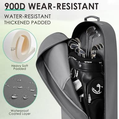 DAREKUKU Golf Travel Covers for Airlines with Detachable Shoulder Straps, Soft Foldable Golf Club Travel Bags, 900D Heavy Duty Oxford -Universal Size, Grey - Image 4