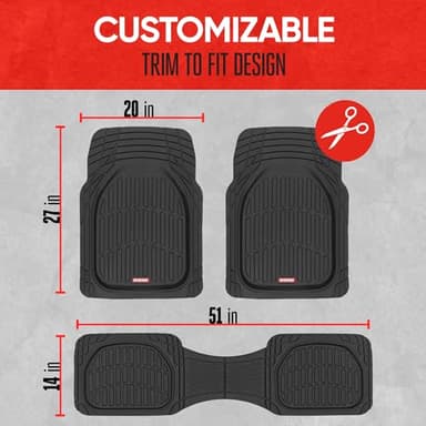 Motor Trend - MT-923-BK 923-BK Black FlexTough Contour Liners-Deep Dish Heavy Duty Rubber Floor Mats for Car SUV Truck & Van-All Weather Protection, Universal Trim to Fit - Image 5