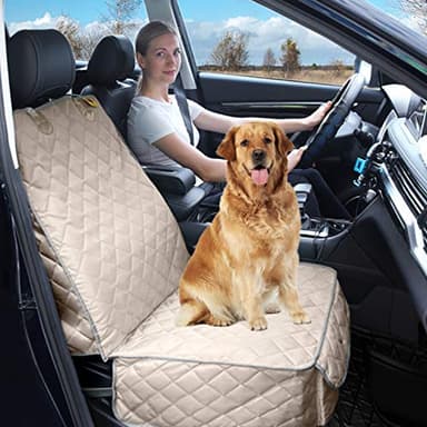 Bark Lover Deluxe Dog Seat Cover for Front Seat-More Durable Waterproof Front Seat Protector, High Heat Resistant and Nonslip Front Seat Cover for Dogs Kids, Universal Size (Beige) - Image 2