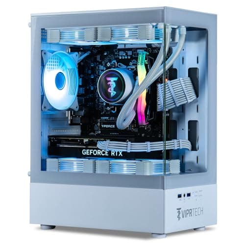 ViprTech Reaper 2.0 Liquid-Cooled PC - AMD Ryzen 7 8700F (5.0Ghz Turbo), RTX 5060 Ti 16GB, 32GB DDR5 6400, 1TB NVMe SSD, Gold PSU, VR-Ready, WiFi, BT, Win 11, Gaming Desktop Computer White - Image 1
