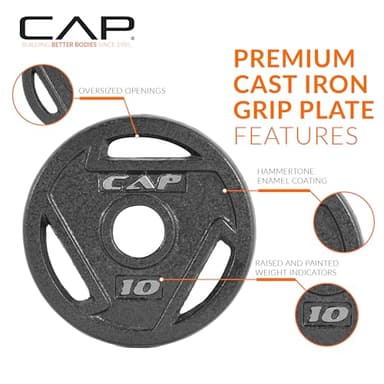 CAP Barbell 2-Inch Olympic Grip Weight Plate, 10 lb, Set of 4 plates - Image 3
