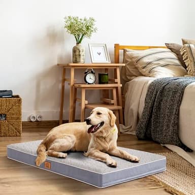 Orthopedic Dog Bed for Extra Large Dogs, XXL Waterproof Deluxe Plush Dog Crate Bed with Removable Washable Cover & Anti-Slip Bottom, Egg Crate Foam Pet Bed Mat, 44 x 32 Inches, Silver Grey - Image 4