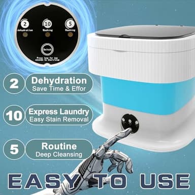 Portable Washing Machine, 16L Mini Washing Machine with 3 Modes, Foldable Collapsible Washer and Dryer with Spin for Travel, Socks, Baby Clothes (Blue) - Image 4