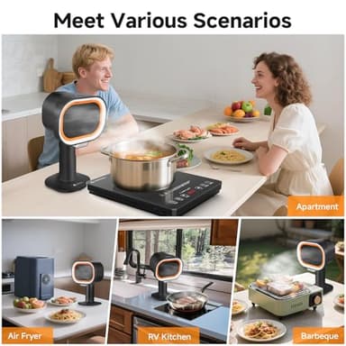 Portable Range Hood - 4-Speed Adjustable Exhaust Fan with Telescoping Height & 40° Tilt Low Noise 52dB, Large-Caliber Aluminum Filter + Oil Cup & 10 Carbon Cotton Filters for Indoor BBQ/Hot Pot/RV - Image 9