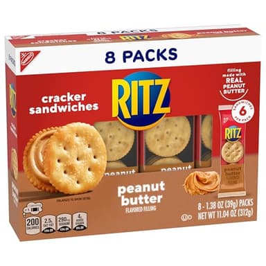 RITZ Peanut Butter and Cheese Sandwich Crackers Variety Pack, Lunch Snacks, 32 Snack Packs (6 Crackers Per Pack) - Image 13