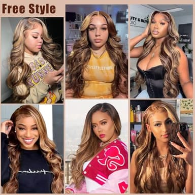 Agairl Real Human Hair Wig 30 Inch Ombre 13x6 Lace Front Wig Human Hair 210% Density 4/27 Highlight Wigs Honey Blonde Body Wave Lace Front Wig Pre Plucked HD Frontal Wig Glueless Wigs - Image 7