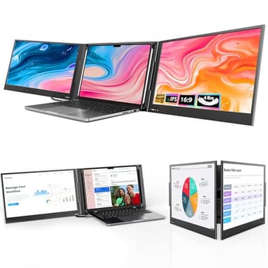 QQH Laptop Screen Extender, 15.6” Triple Portable Monitor for Laptop with Ultra-Slim FHD IPS Display, USB-C Plug and Play Extended Screen Compatible with MacOS, Windows, Android for 12-16" Laptops - Image 1