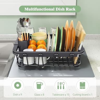 Expandable Dish Drying Rack Over The Sink, Adjustable Dish Rack in Sink, Rustproof Dish Drainer for Kitchen Counter, Dish Strainer with Utensil Holder, Standard Size - Image 4