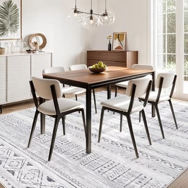 Large Living Room Area Rug 10x14: Soft Machine Washable Boho Moroccan Farmhouse Rugs for Bedroom Under Dining Table - Non-Slip Neutral Morden Indoor Floor Rug Carpet for Home Office Decor - Grey - Image 8