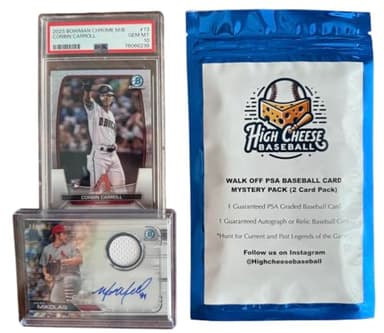 High Cheese Baseball Walk Off Mystery Pack - 2 Cards, 1 PSA Graded & 1 Autograph/Relic Ungraded - Image 1