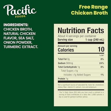 Pacific Foods Free Range Chicken Broth, 32 oz Carton (Pack of 12) - Image 2