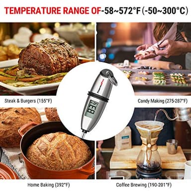 ThermoPro TP02S Digital Food Thermometer for Cooking Bread Baking Sourdough Liquids, Meat Thermometer Digital with Super Long Probe for Grill Kitchen BBQ Oil Milk Yogurt Candy Making Accessory - Image 7