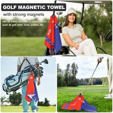 Zeceliko Magnetic Golf Towel - Golf Accessories for Men and Women,Strong Magnets Attach The Golf Towel to Golf Bag or Cart,Easily Cleans Dirt from Golf Clubs and Golf Balls,Ideal Golf Gifts - Image 2
