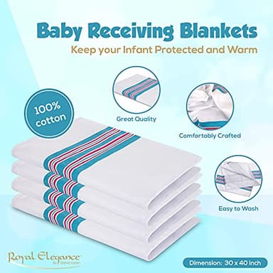 Elaine Karen 6 Pack Flannel Unisex Hospital Receiving Blankets - 100% Cotton, for Girl or boy, Newborn Swaddle Wrap Baby Blanket Throw, Soft, Warm, Cozy, Infant for Crib, Stroller, 30x40 - Image 2