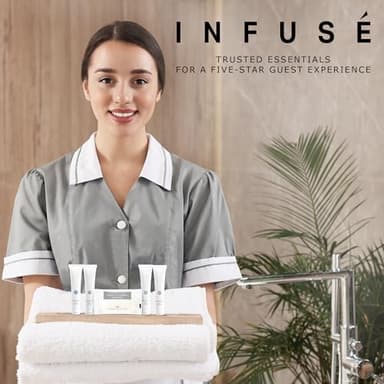 Infuse Pure White Tea and Coconut Hotel Soaps and Toiletries Bulk Set | 1-Shoppe All-In-Kit for Airbnb | 1oz Shampoo & Conditioner, Body Wash, Lotion & 1.25oz Bar Soap | Travel Size 150 Pieces - Image 8