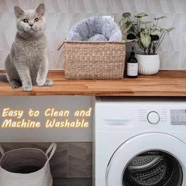 Dog Bed for Small Medium Large Dogs Cats, 20 inch Calming Washable-Round Cozy Soft Pet Bed for Puppy and Kitten with Slip-Resistant Bottom - Image 3