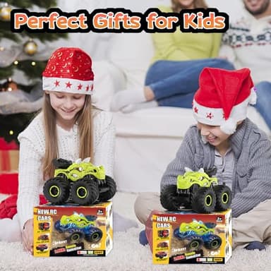 ScharkSpark Remote Control Car, 2.4GHz Monster Trucks for Boys Girls with Light, Sound & Spray, Stunt Car Toys Gift for Kids 3 4 5 6 7 8, 4WD All Terrain RC Cars for Toddlers with 2 Batteries - Image 6