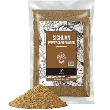 Soeos Sichuan Peppercorn Powders, 4oz (113g), Szechuan Peppercorn Powders, Crushed Green Sichuan Peppercorns Powder, Ground Pepper Powders - Image 1
