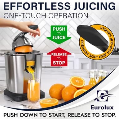 Eurolux Electric Citrus Juicer Power Pro - With 300 Watts of Power, The Most Powerful Juicer, For Easy Smooth Juicing Experience | New Updated Design - Image 6
